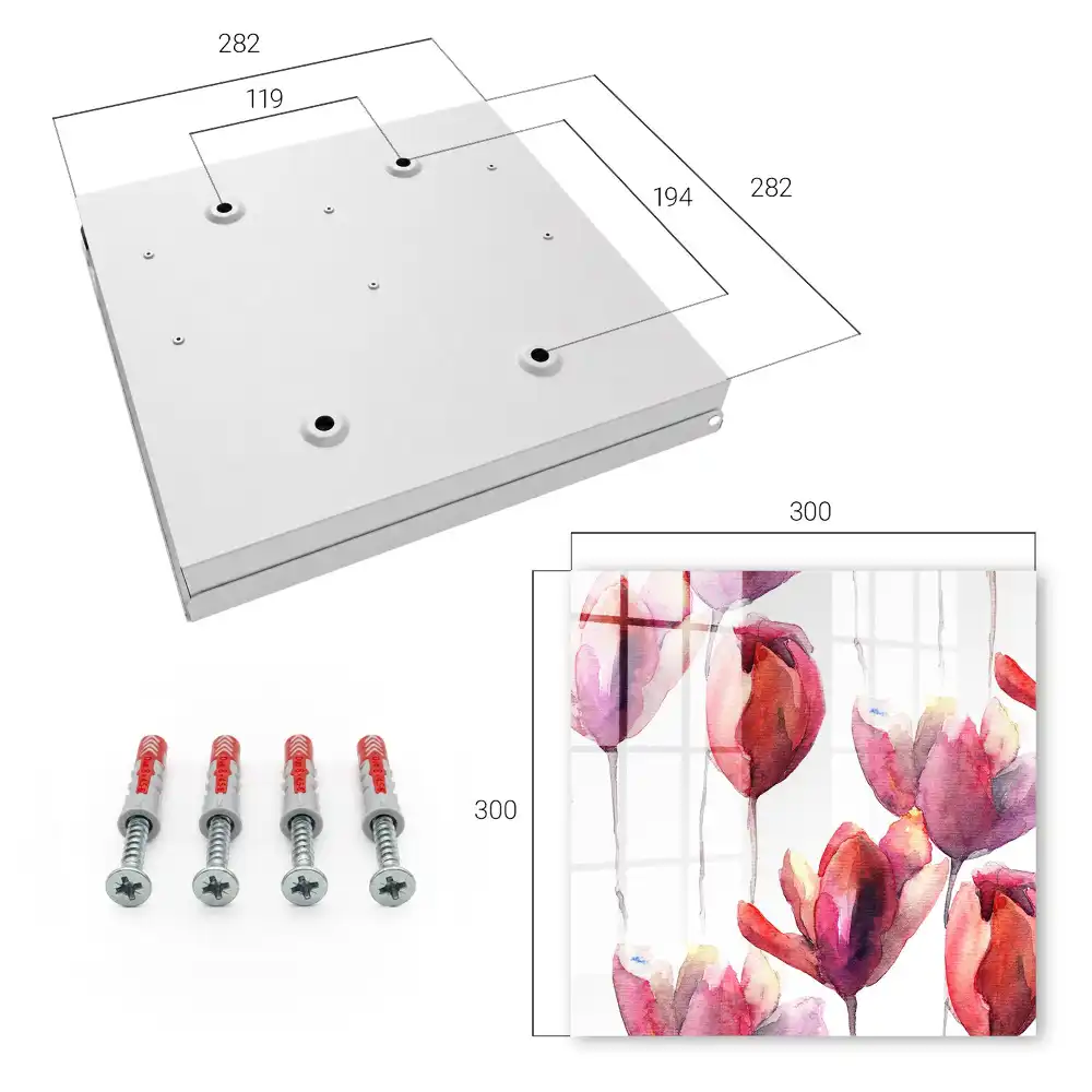 Armoire à clés tulipes à l'aquarelle dans des tons de rouge et de rose