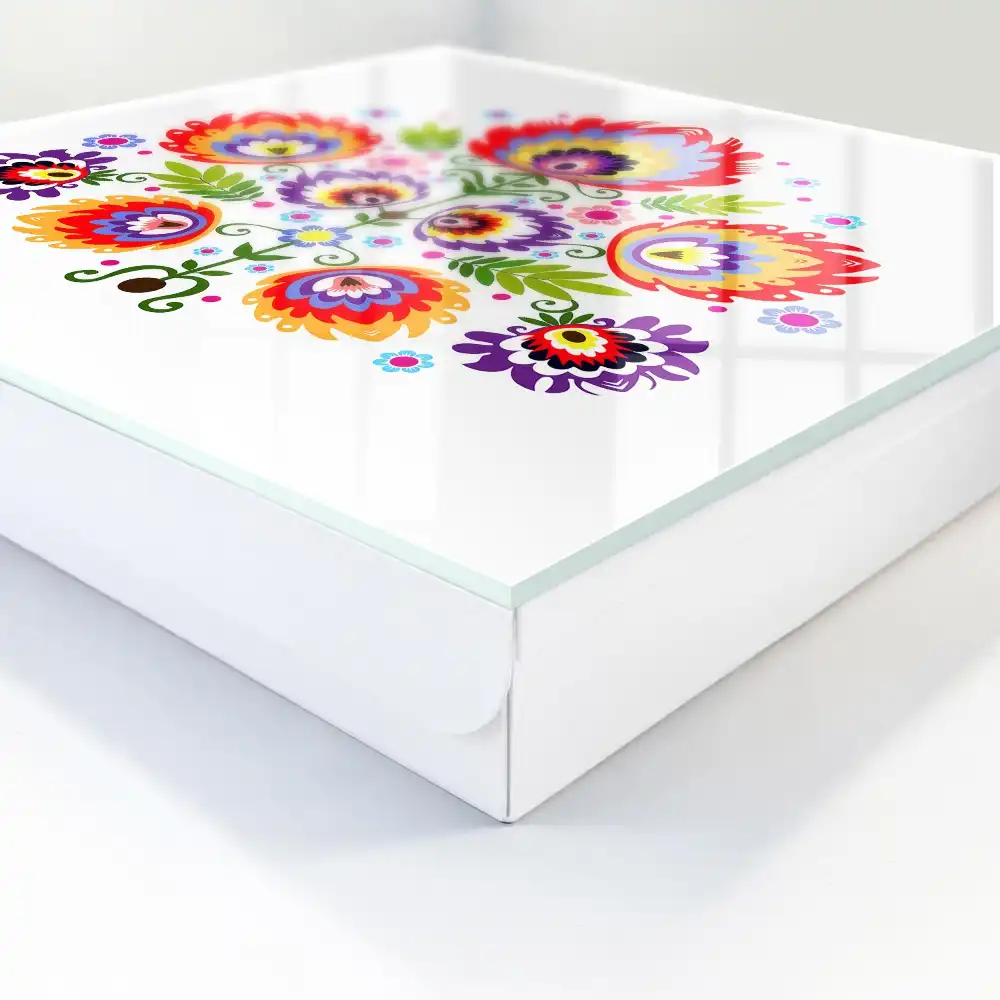 Boîte à clés murale motifs floraux colorés de style folklorique