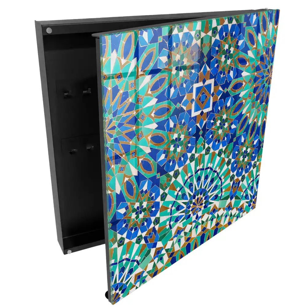 Armoire à clés mosaïque colorée à motifs géométriques