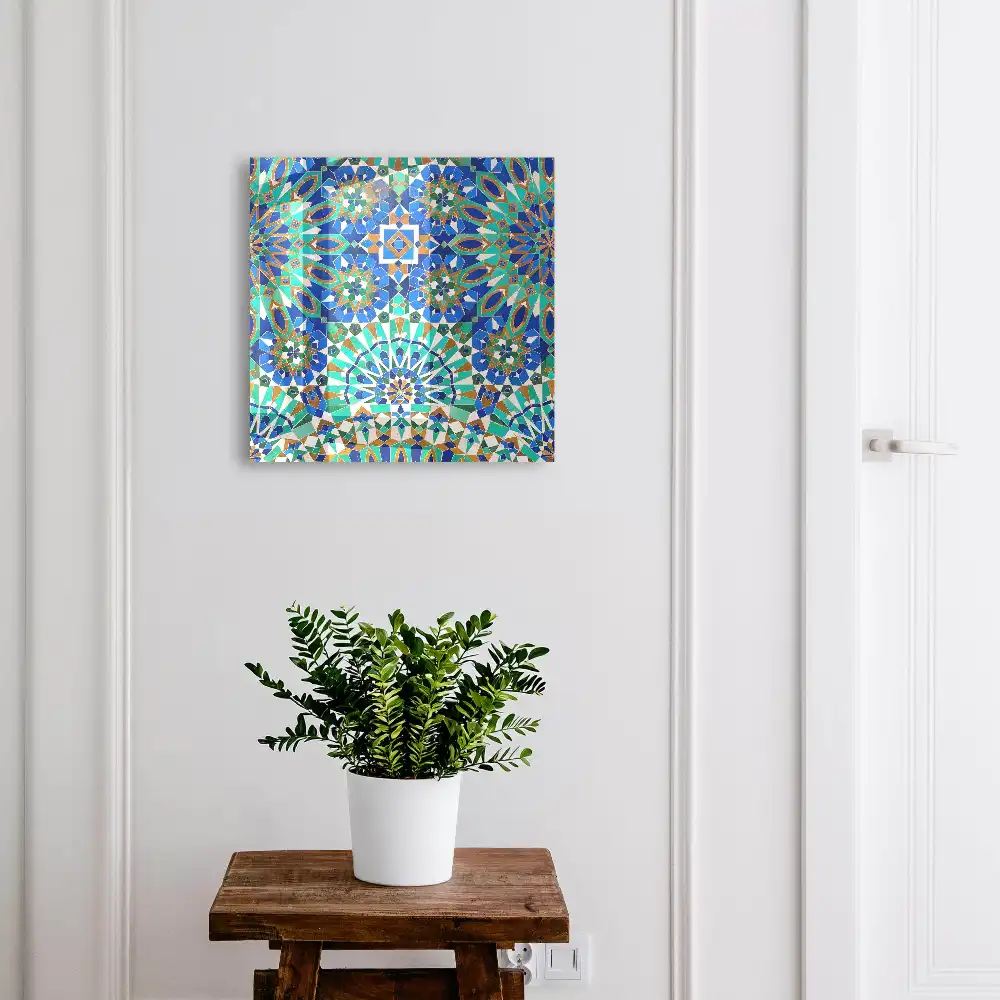 Armoire à clés mosaïque colorée à motifs géométriques