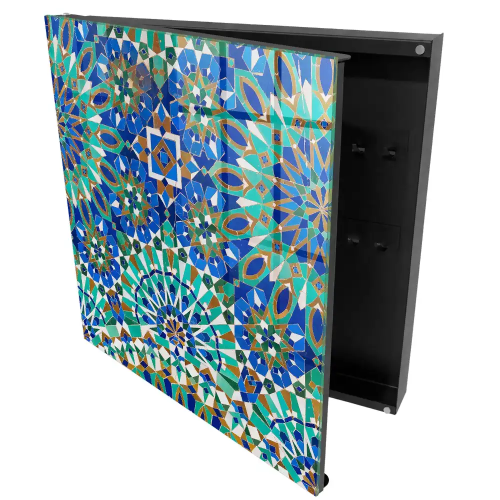 Armoire à clés mosaïque colorée à motifs géométriques