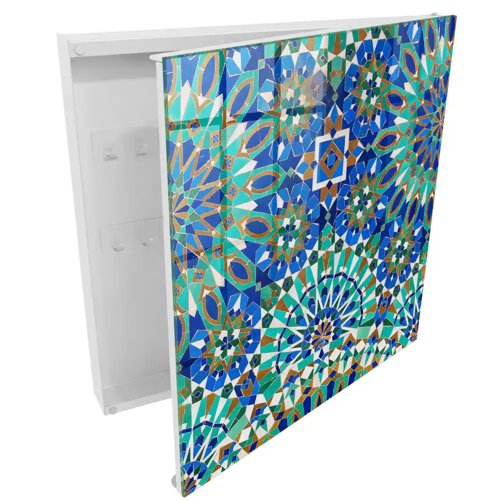 Armoire à clés mosaïque colorée à motifs géométriques