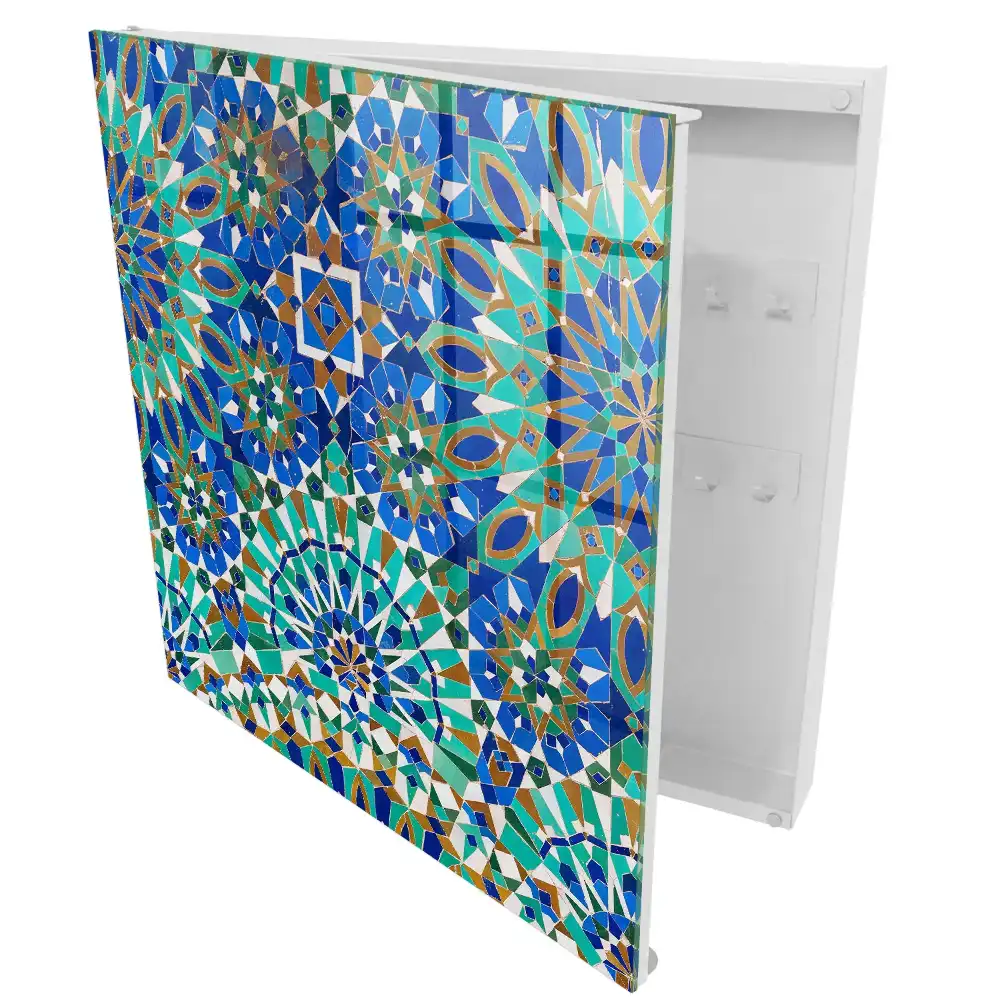 Armoire à clés mosaïque colorée à motifs géométriques