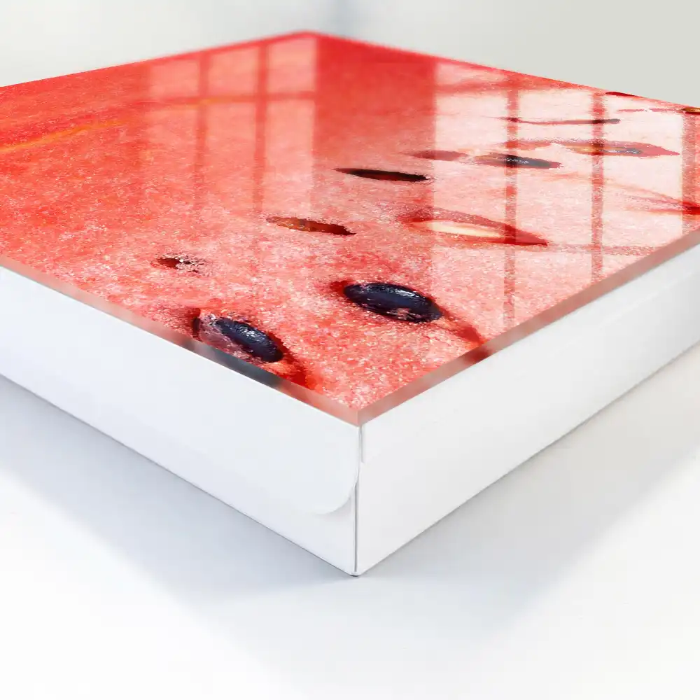 Boîte à clés gros plan d'une pastèque rouge avec des graines