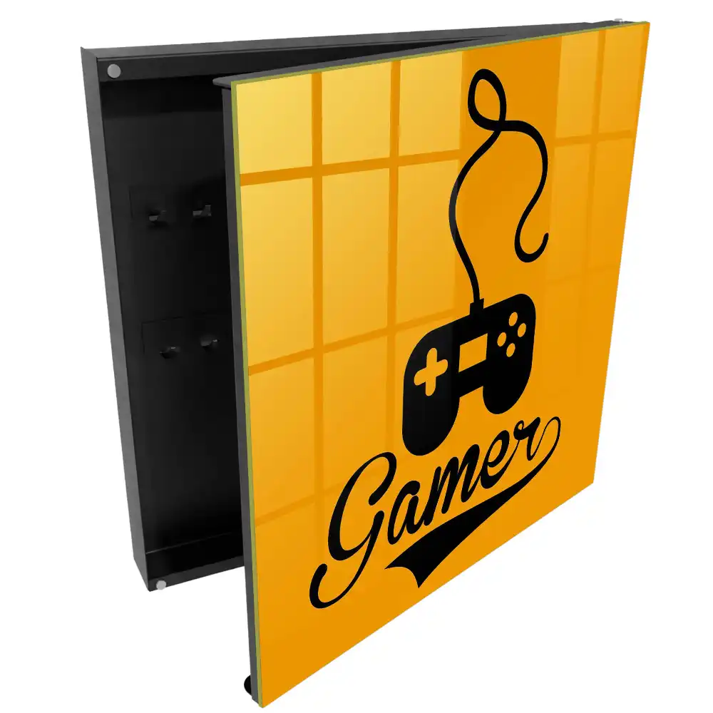 Armoire à clés manette noire sur fond orange