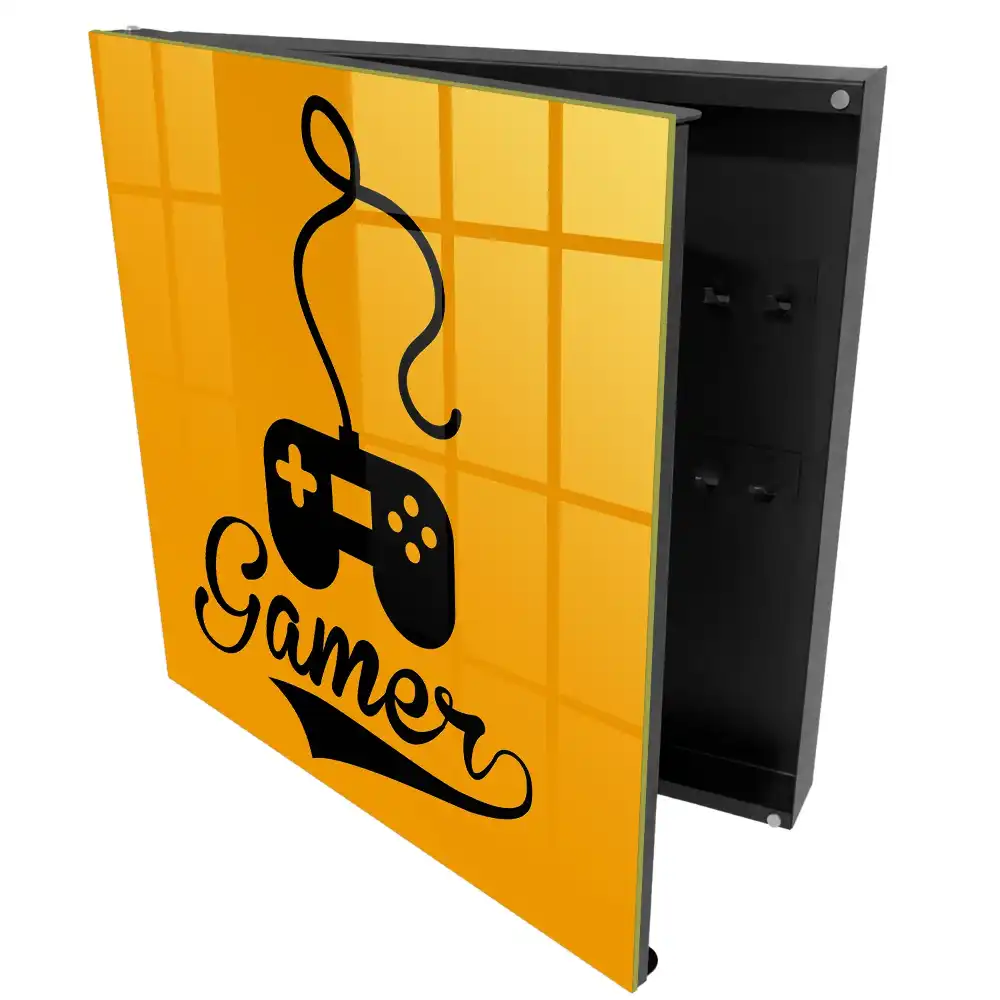 Armoire à clés manette noire sur fond orange