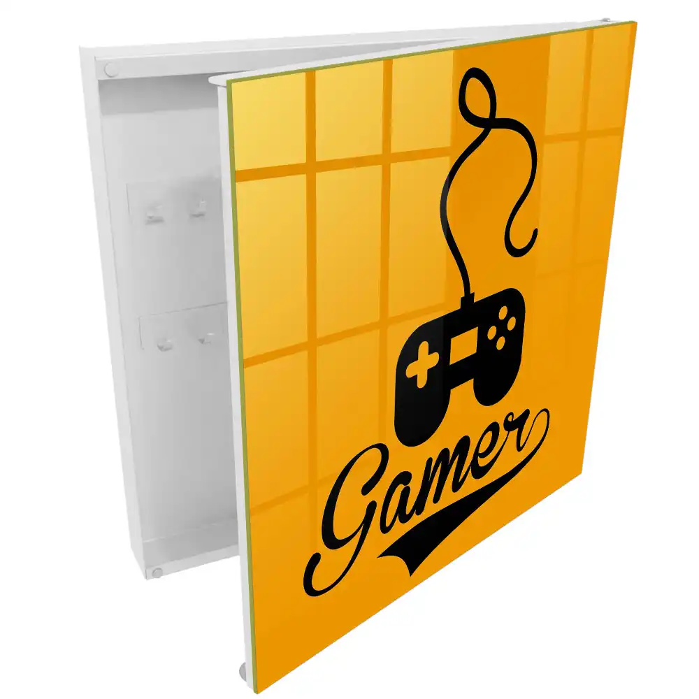 Armoire à clés manette noire sur fond orange