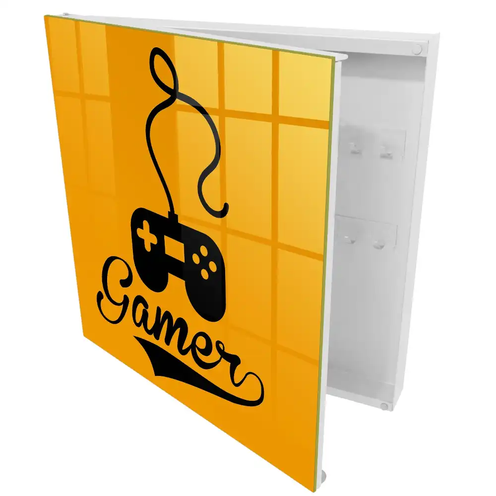 Armoire à clés manette noire sur fond orange
