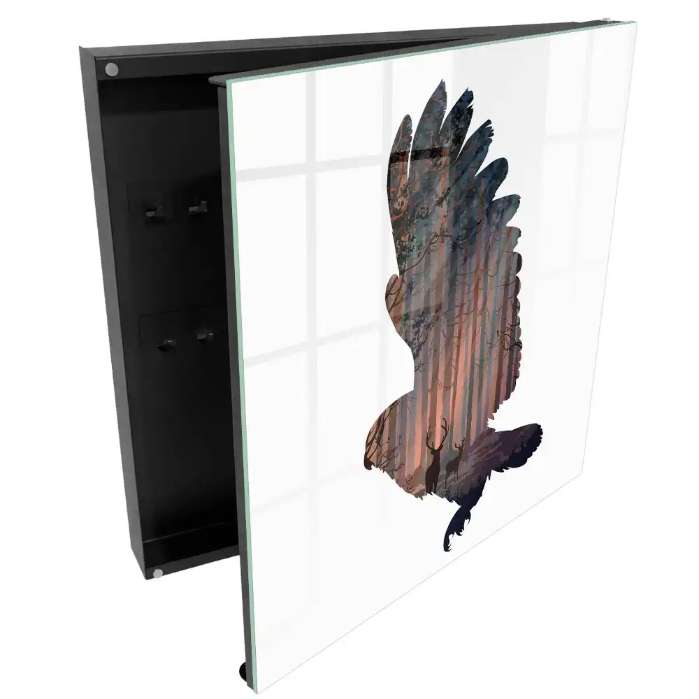 Armoire à clés un oiseau avec une forêt intérieure et la belle harmonie de la nature