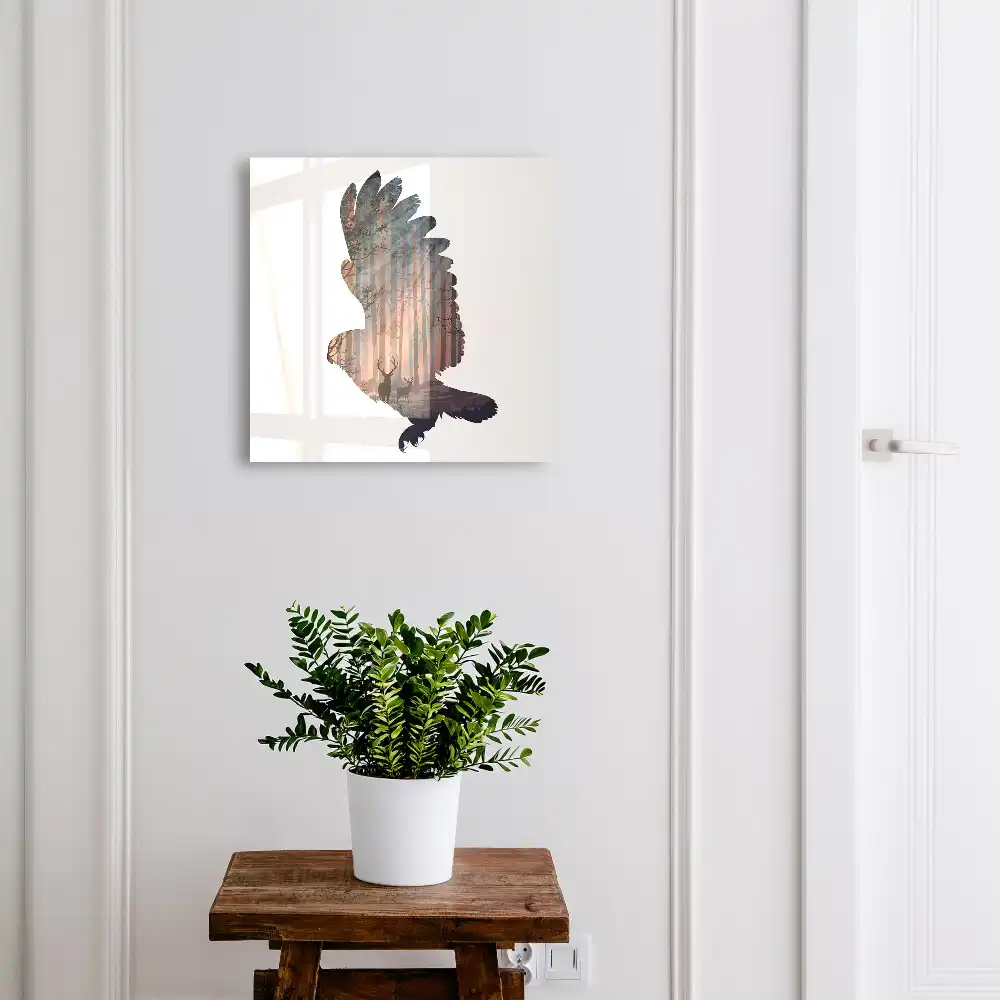 Armoire à clés un oiseau avec une forêt intérieure et la belle harmonie de la nature