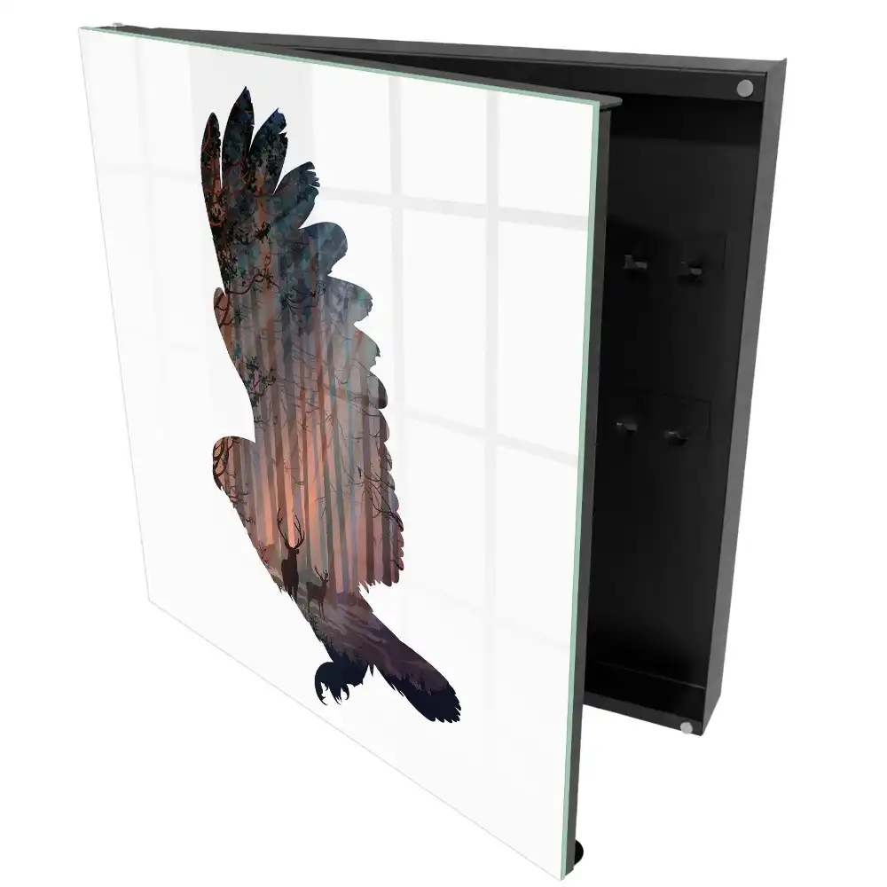 Armoire à clés un oiseau avec une forêt intérieure et la belle harmonie de la nature