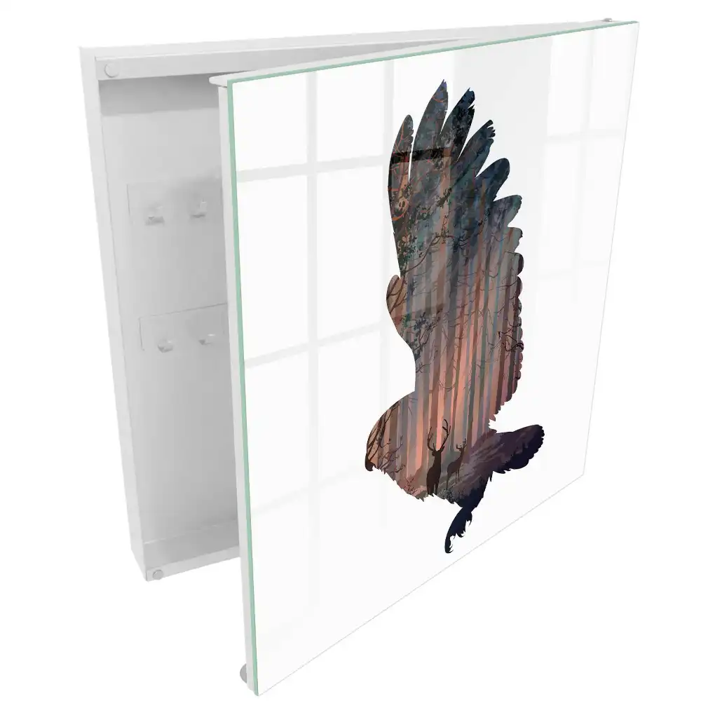 Armoire à clés un oiseau avec une forêt intérieure et la belle harmonie de la nature