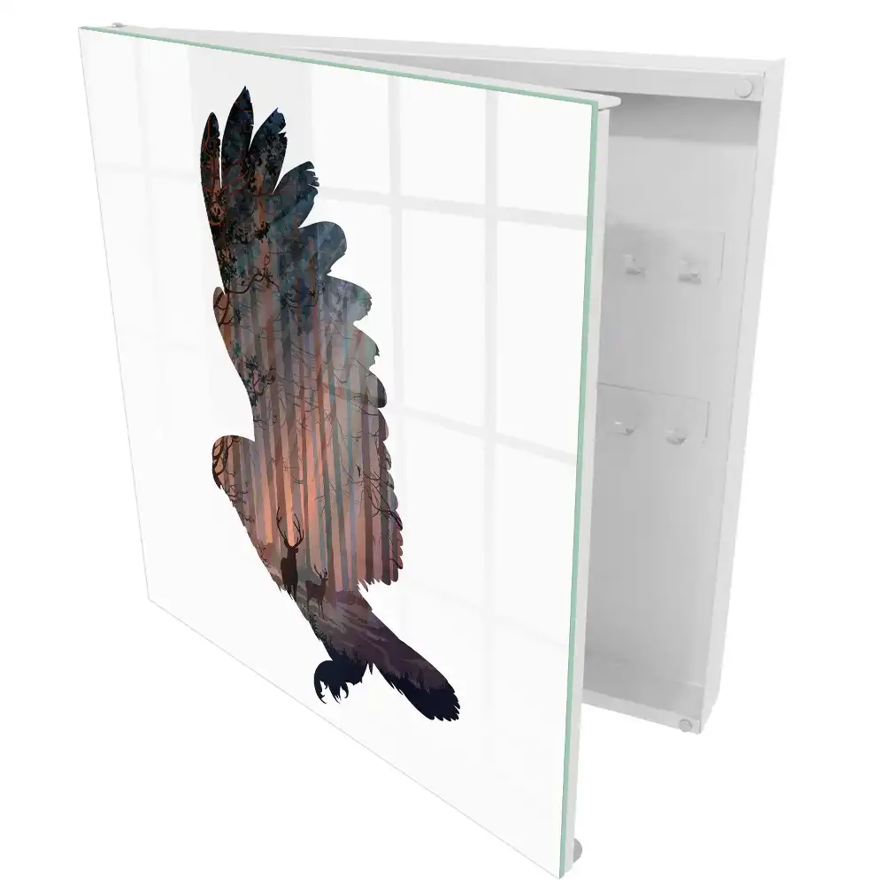Armoire à clés un oiseau avec une forêt intérieure et la belle harmonie de la nature