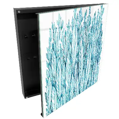 Armoire à clés feuilles bleues délicates et fines