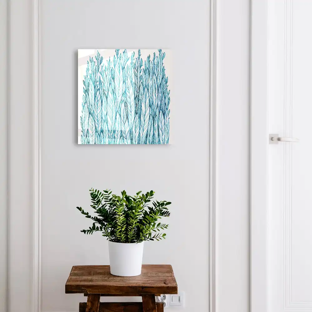 Armoire à clés feuilles bleues délicates et fines
