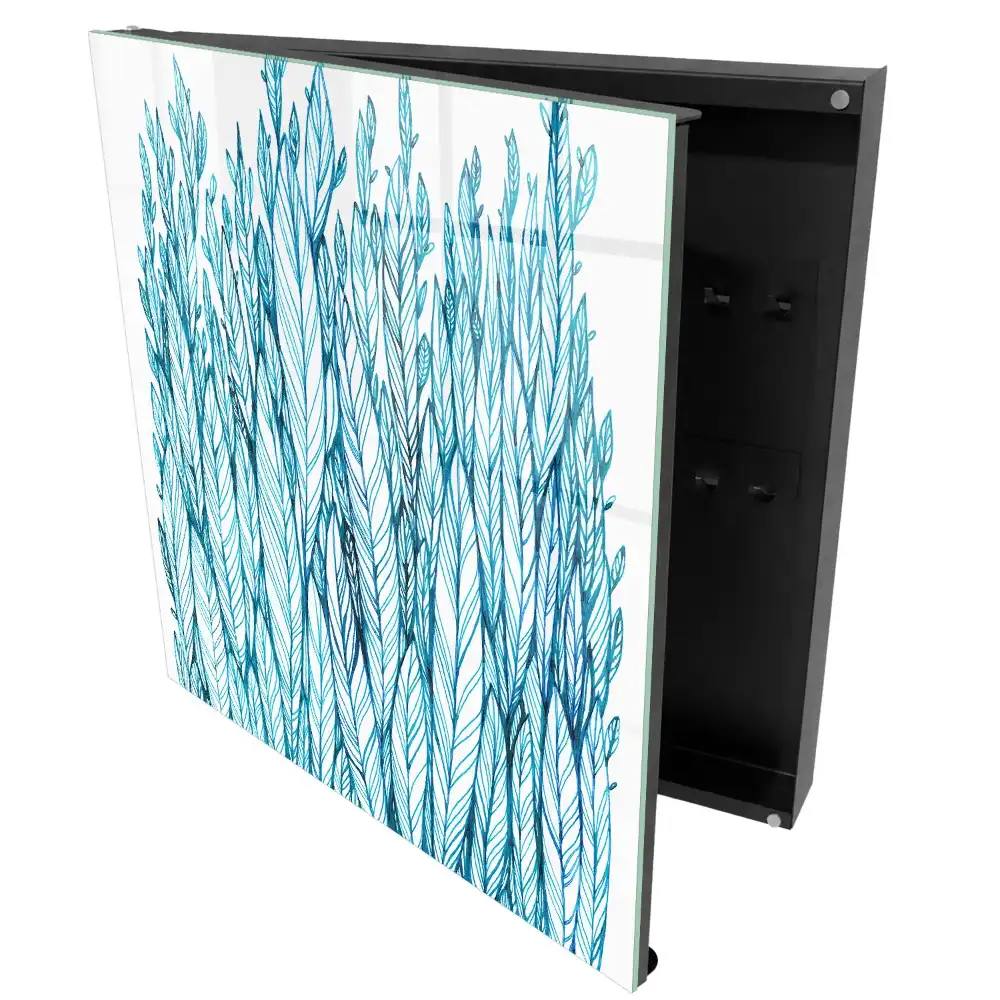 Armoire à clés feuilles bleues délicates et fines