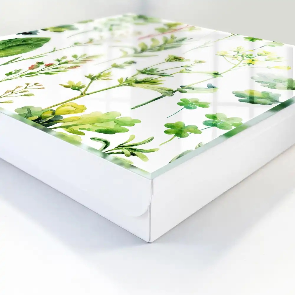 Boîte à clés murale plantes vertes sur fond blanc dans un style aquarelle