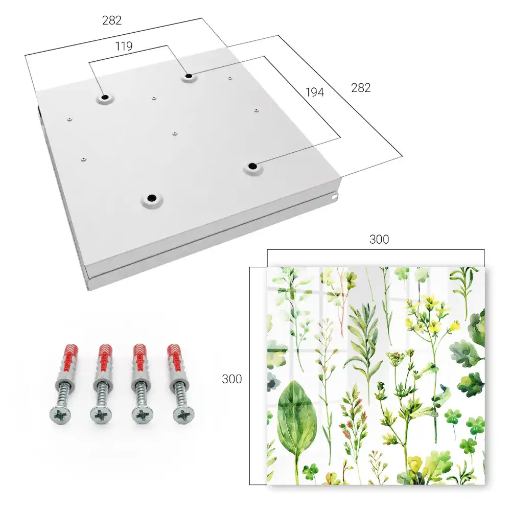 Boîte à clés murale plantes vertes sur fond blanc dans un style aquarelle