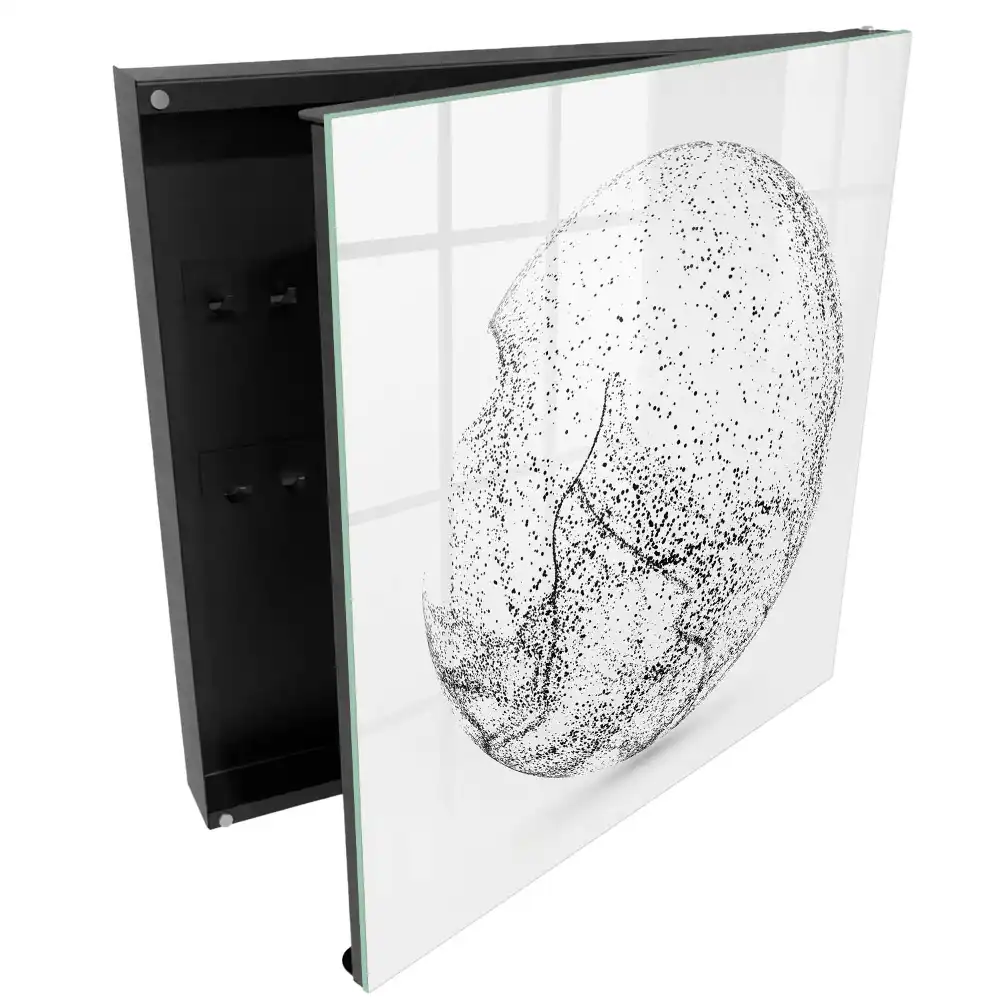 Boîte à clés murale motif sphérique avec des gouttes noires et blanches