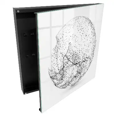 Boîte à clés murale motif sphérique avec des gouttes noires et blanches