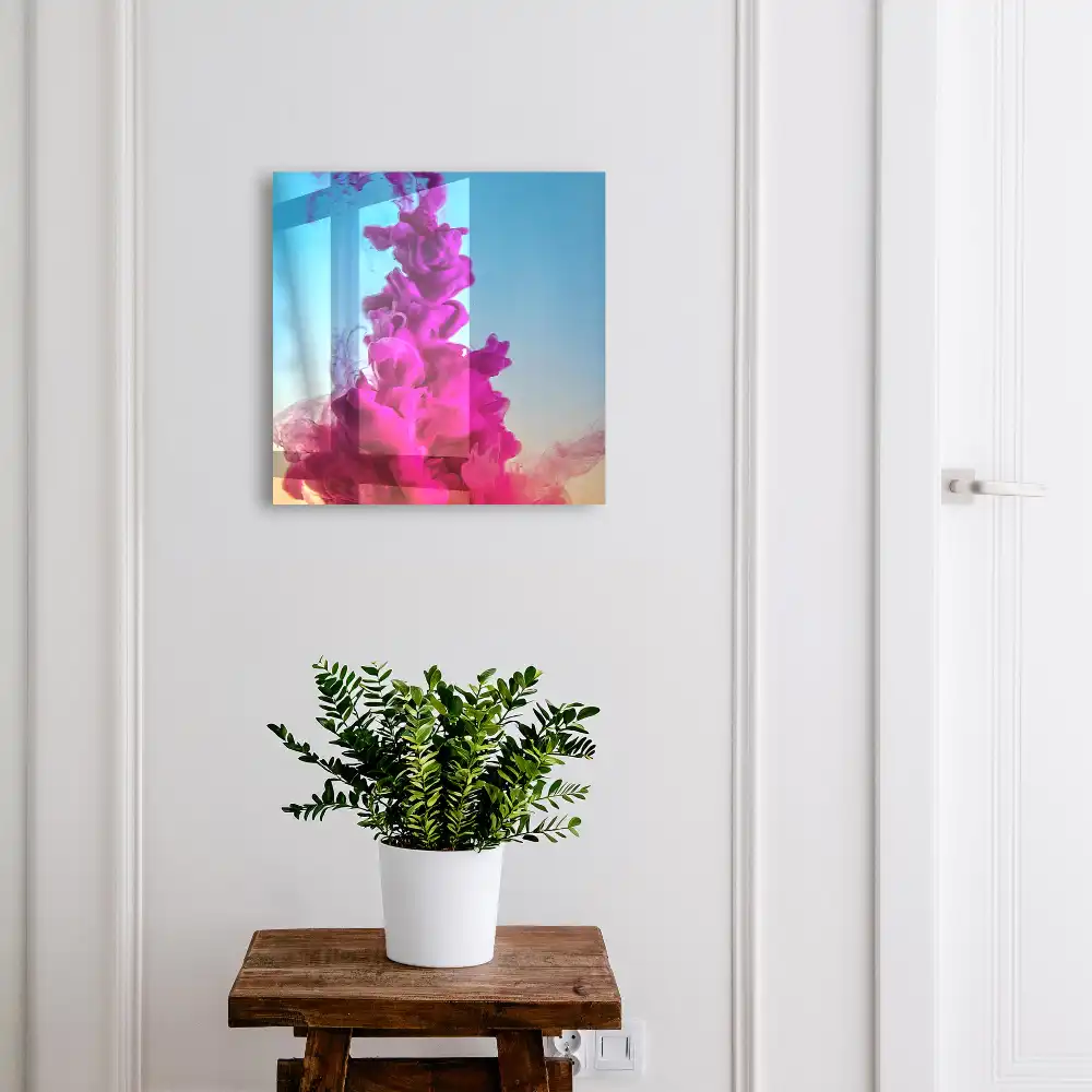 Boîte à clés tourbillons roses sur fond bleu