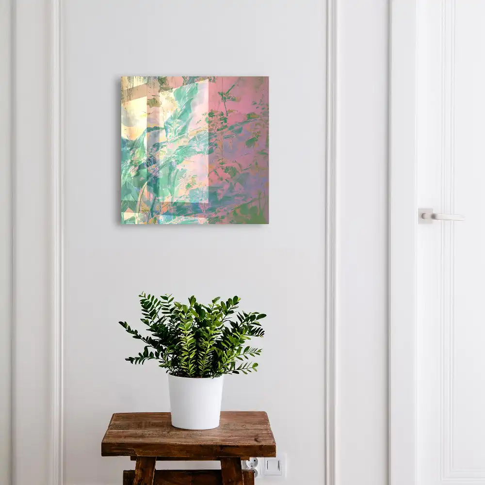 Boîte à clés feuilles abstraites aux couleurs pastel