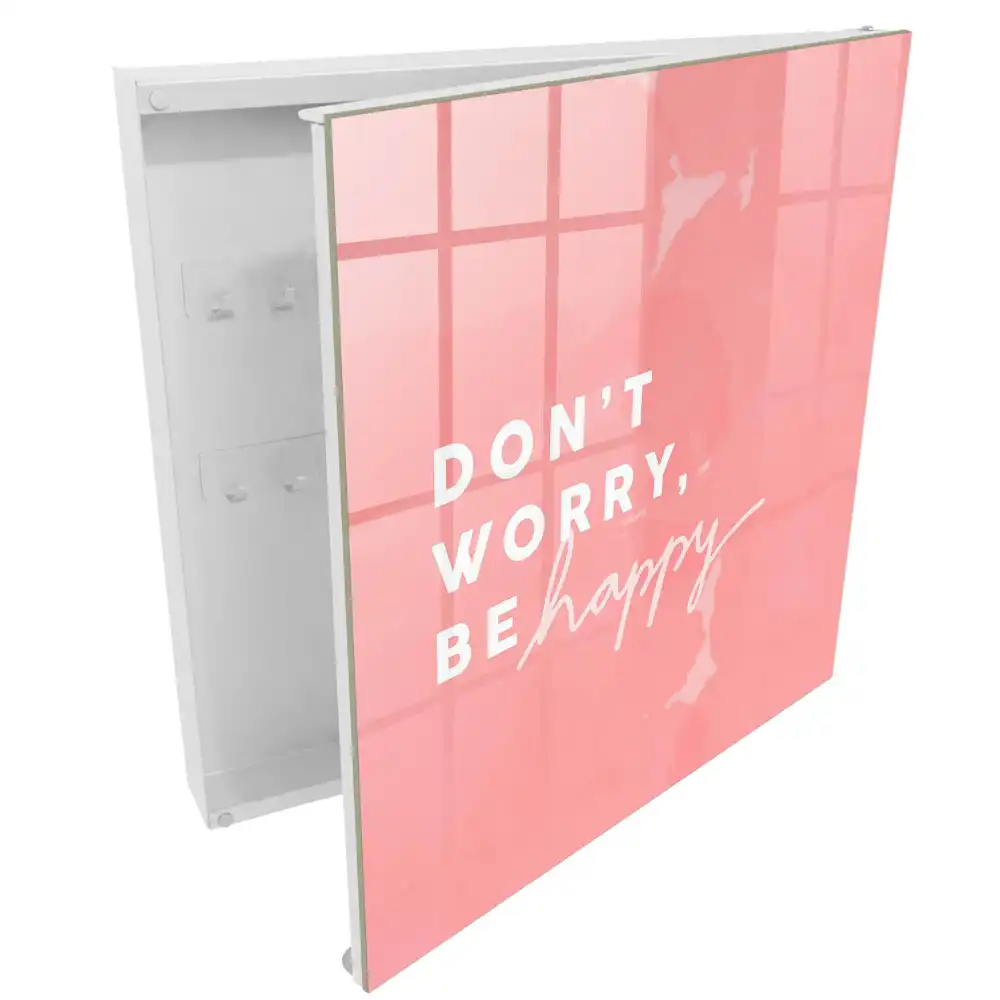 Boîte à clés murale fond rose avec lettrage blanc motivant