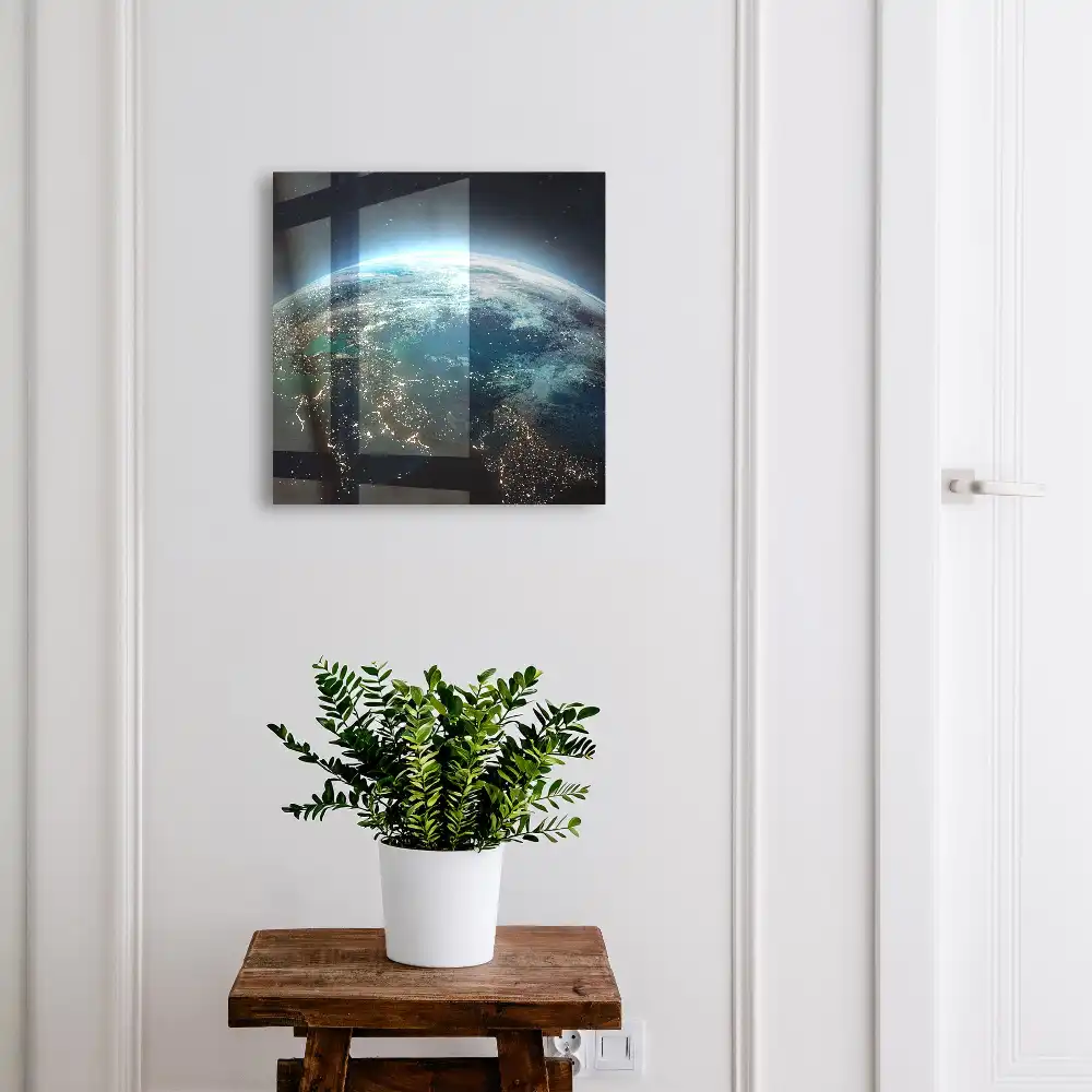 Boîte à clés murale une vision surnaturelle de la Terre pleine d'ombres et de lumière