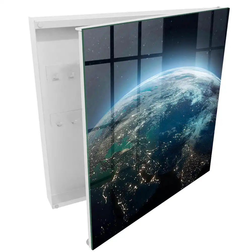 Boîte à clés murale une vision surnaturelle de la Terre pleine d'ombres et de lumière
