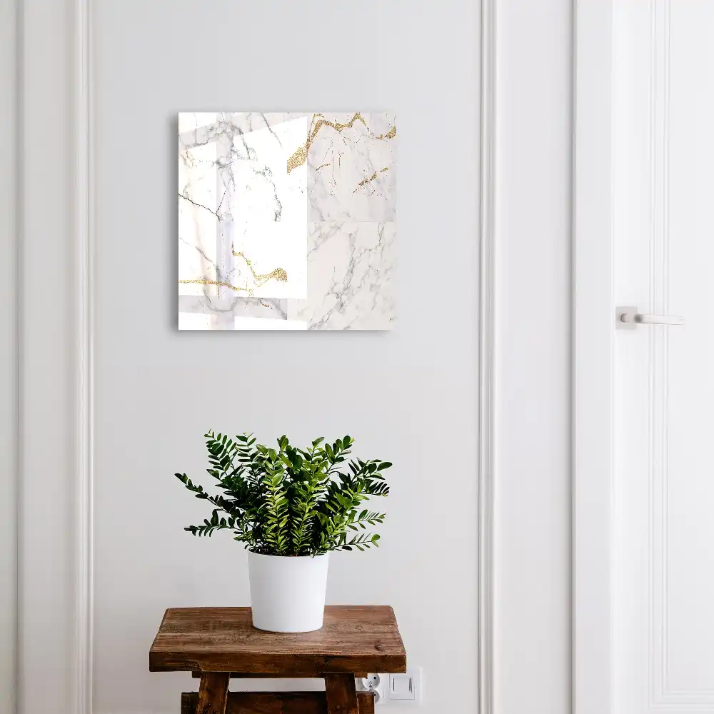 Boîte à clés marbre veiné de gris et de jaune minimaliste