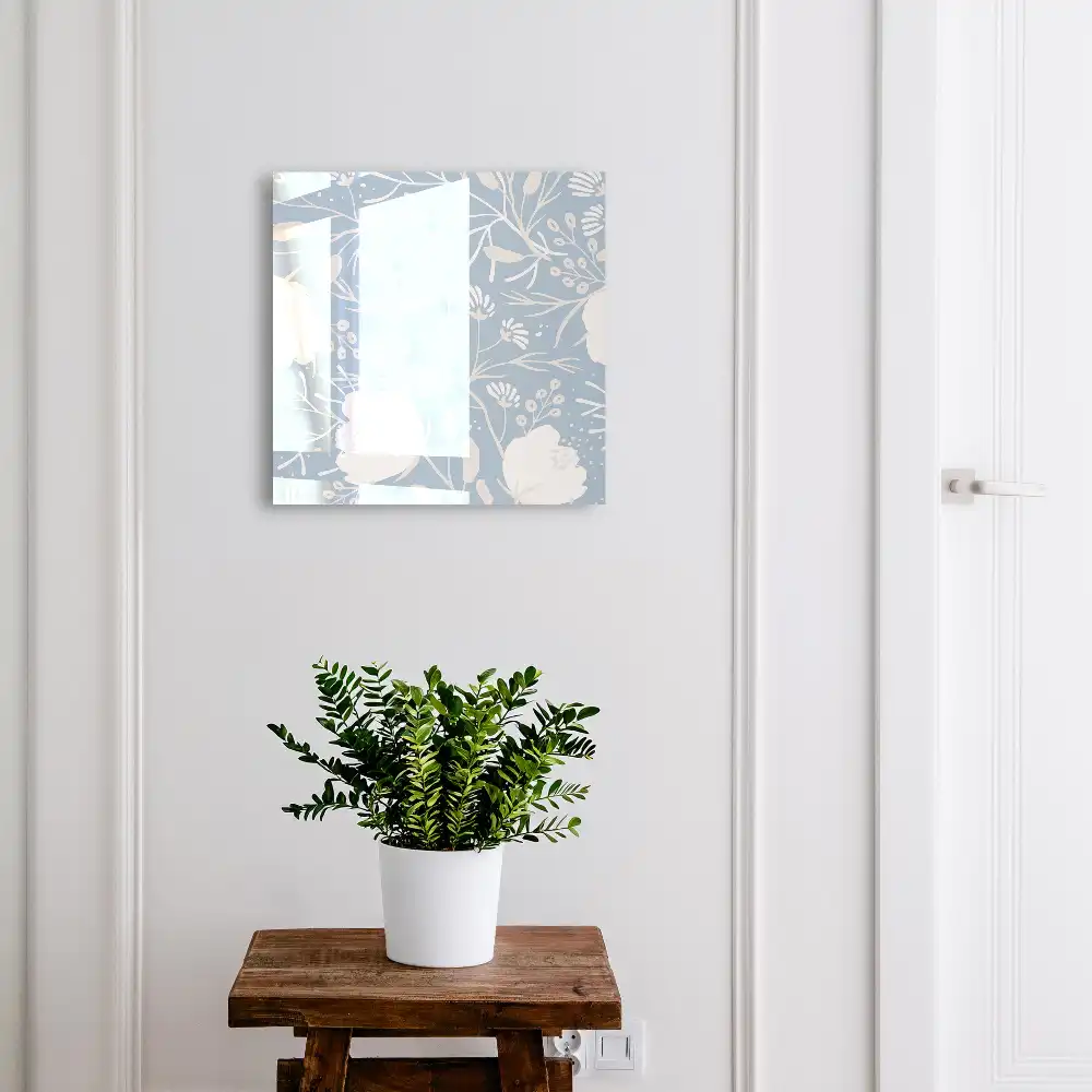 Boîte à clés murale motifs floraux sur fond bleu clair