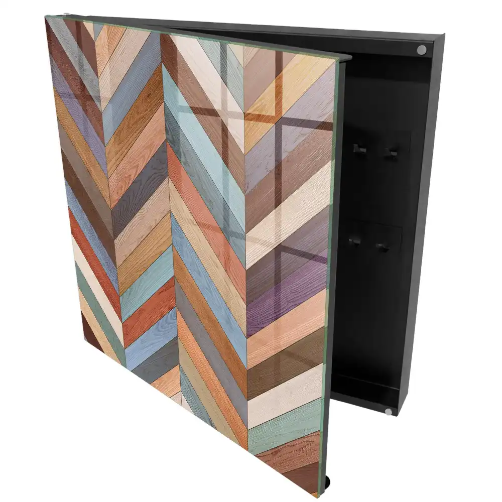 Armoire à clés motifs à chevrons dans des couleurs naturelles