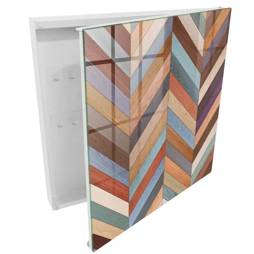 Armoire à clés motifs à chevrons dans des couleurs naturelles