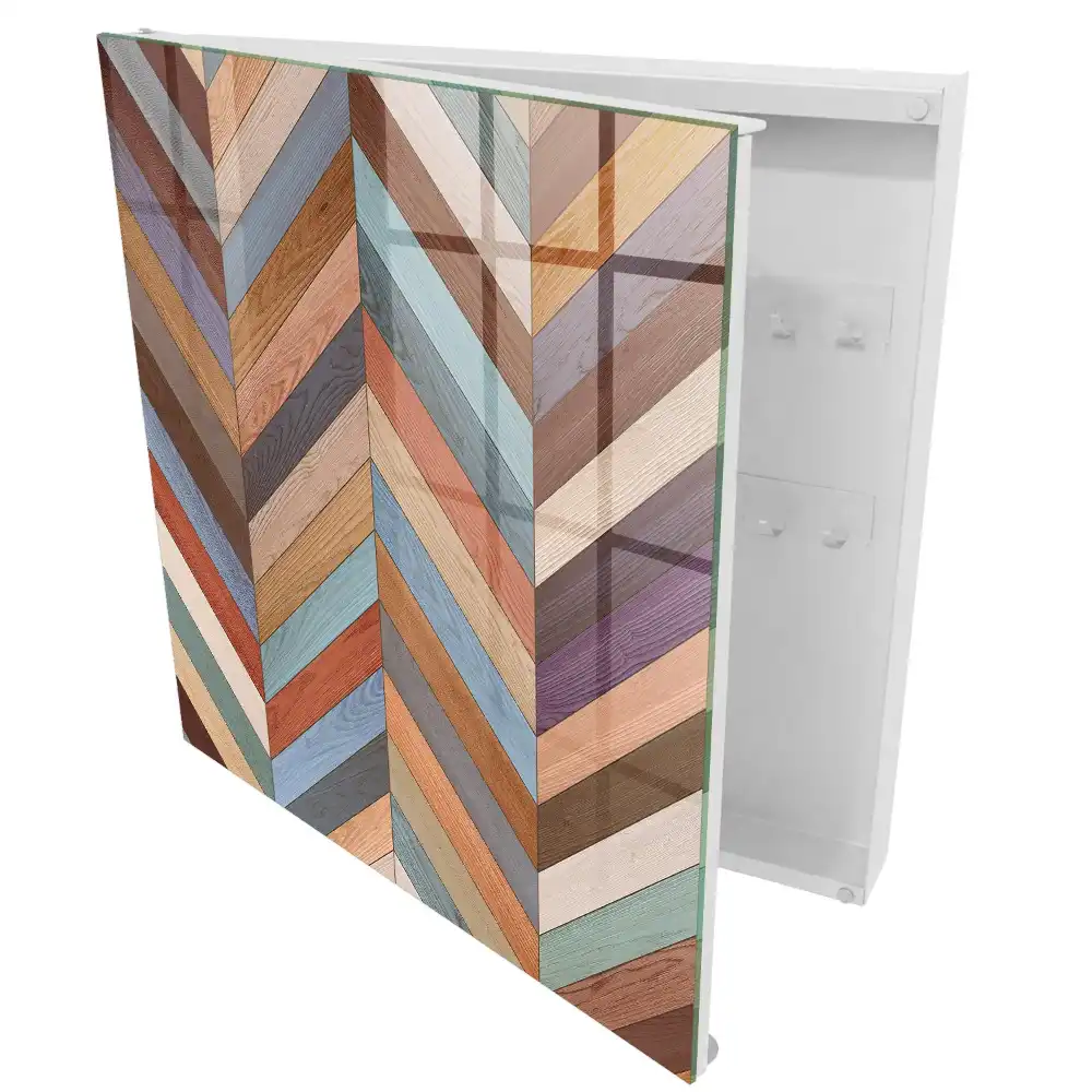 Armoire à clés motifs à chevrons dans des couleurs naturelles