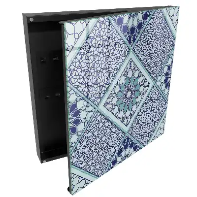 Boîte à clés géométrie et élégance dans des nuances de bleu