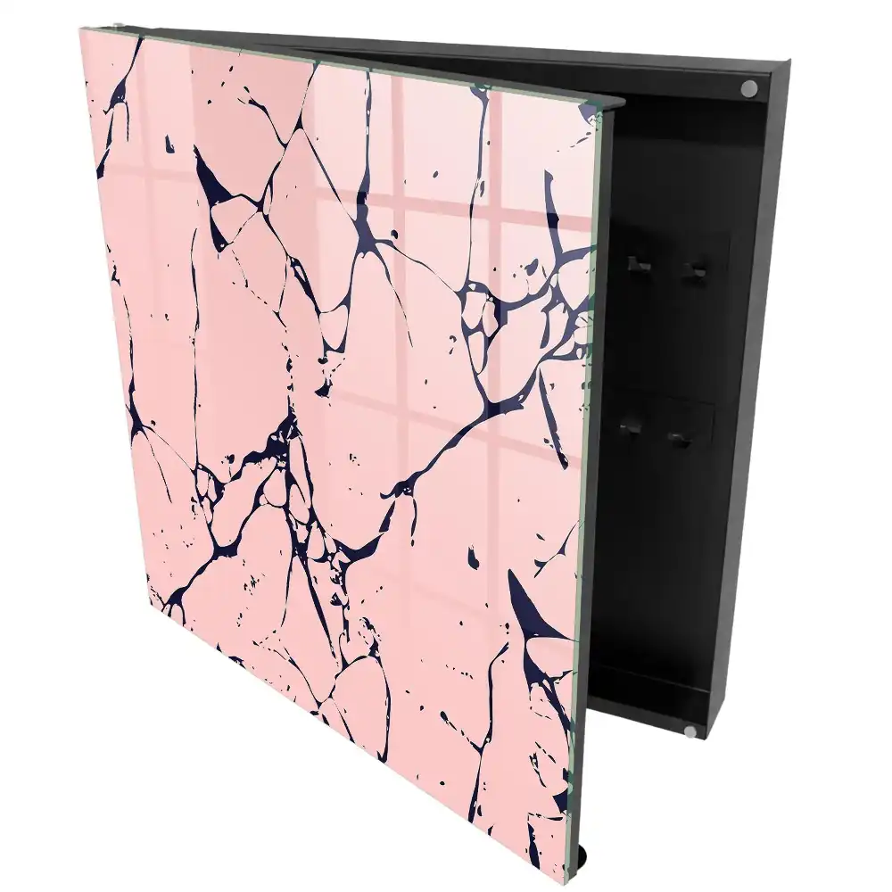 Armoire à clés abstraction rose avec des lignes noires