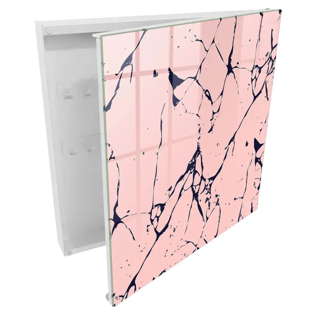 Armoire à clés abstraction rose avec des lignes noires