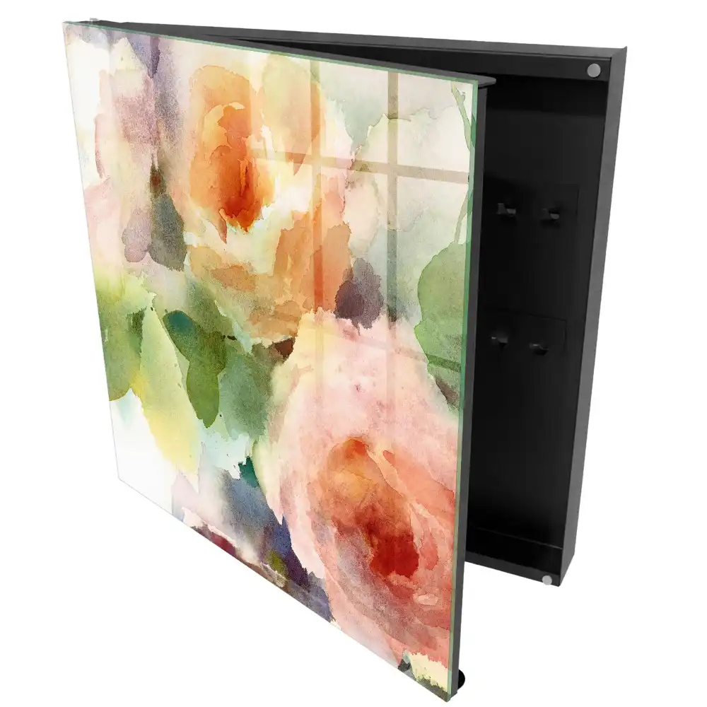 Armoire à clés fleurs à l'aquarelle aux couleurs pastel