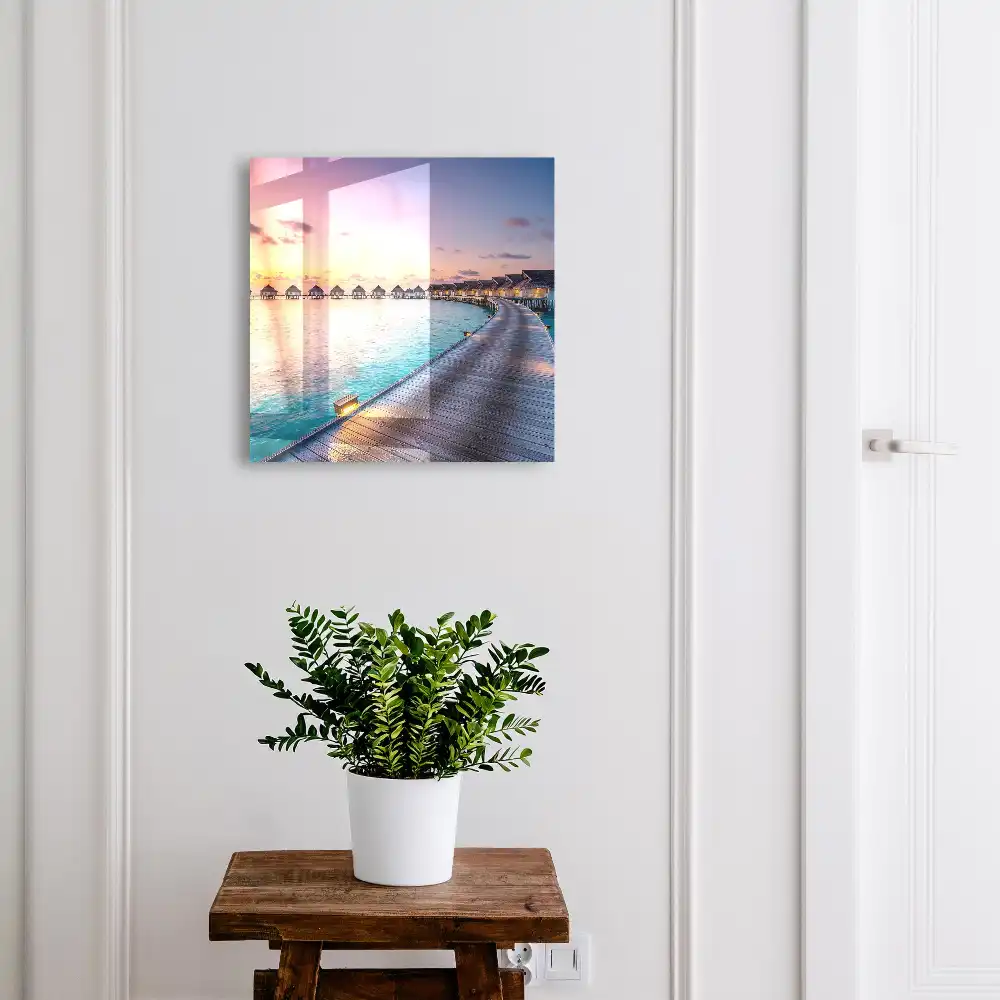 Armoire à clés coucher de soleil sur les maisons au bord de l'eau