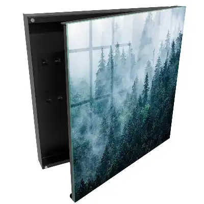 Boîte à clés forêt mystérieuse dans le brouillard matinal