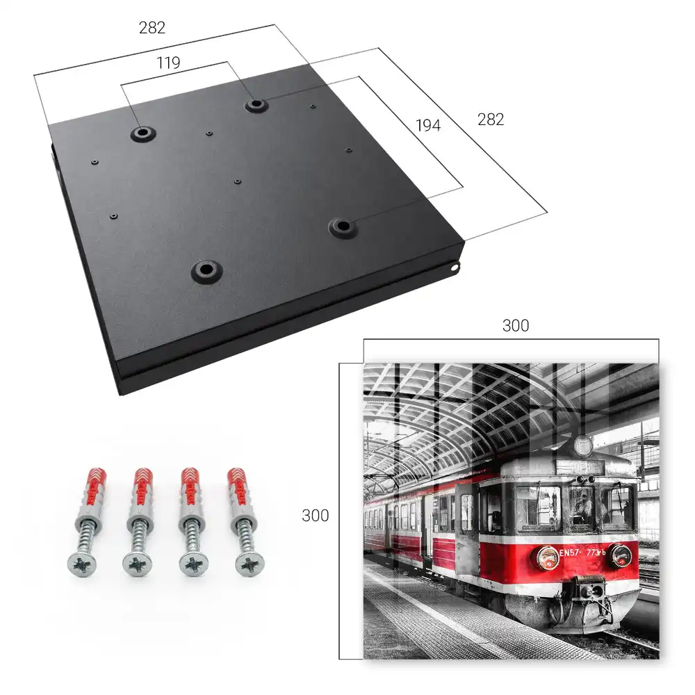 Armoire à clés un train se détachant sur fond d'architecture élégante