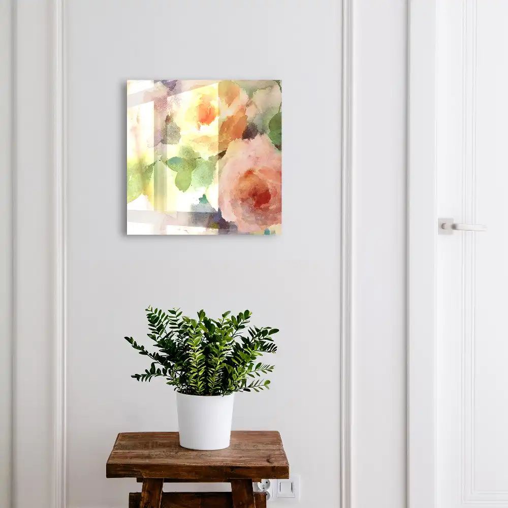 Armoire à clés fleurs à l'aquarelle aux couleurs subtiles