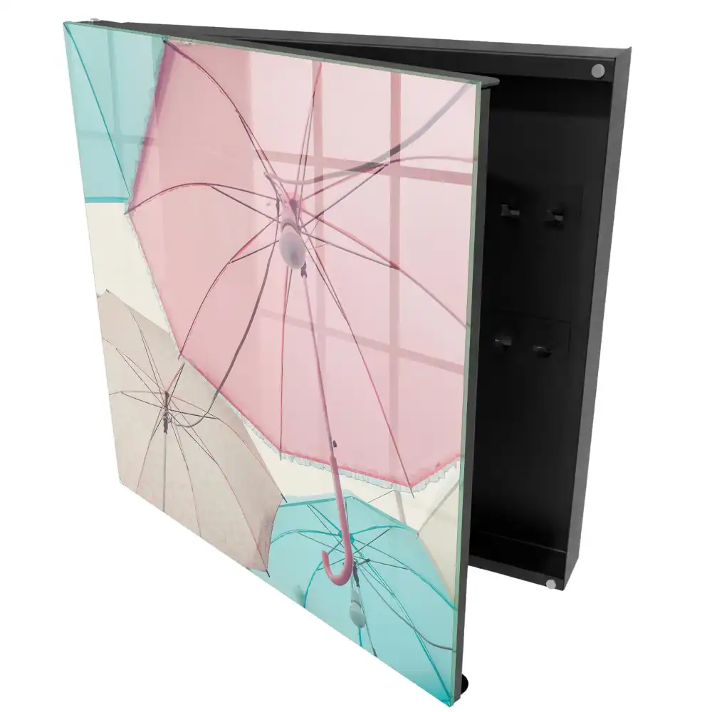 Armoire à clés des parapluies pastel qui inspirent la légèreté