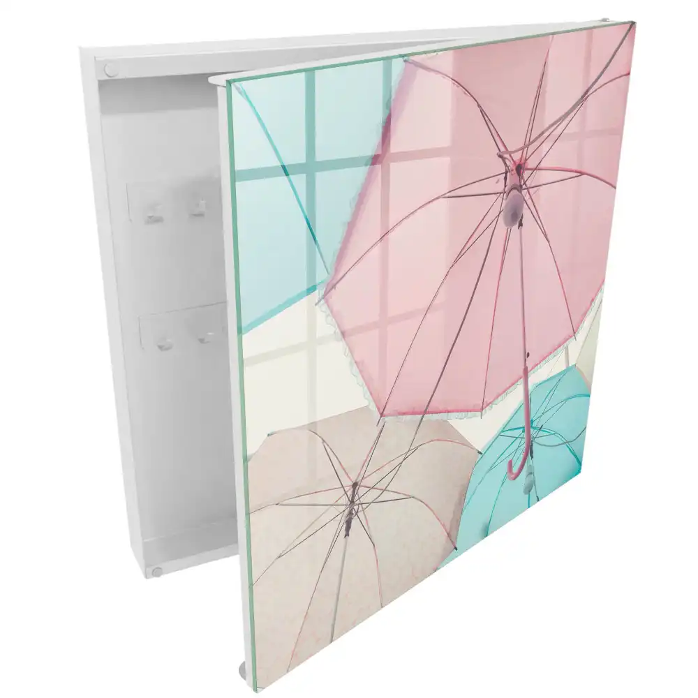 Armoire à clés des parapluies pastel qui inspirent la légèreté