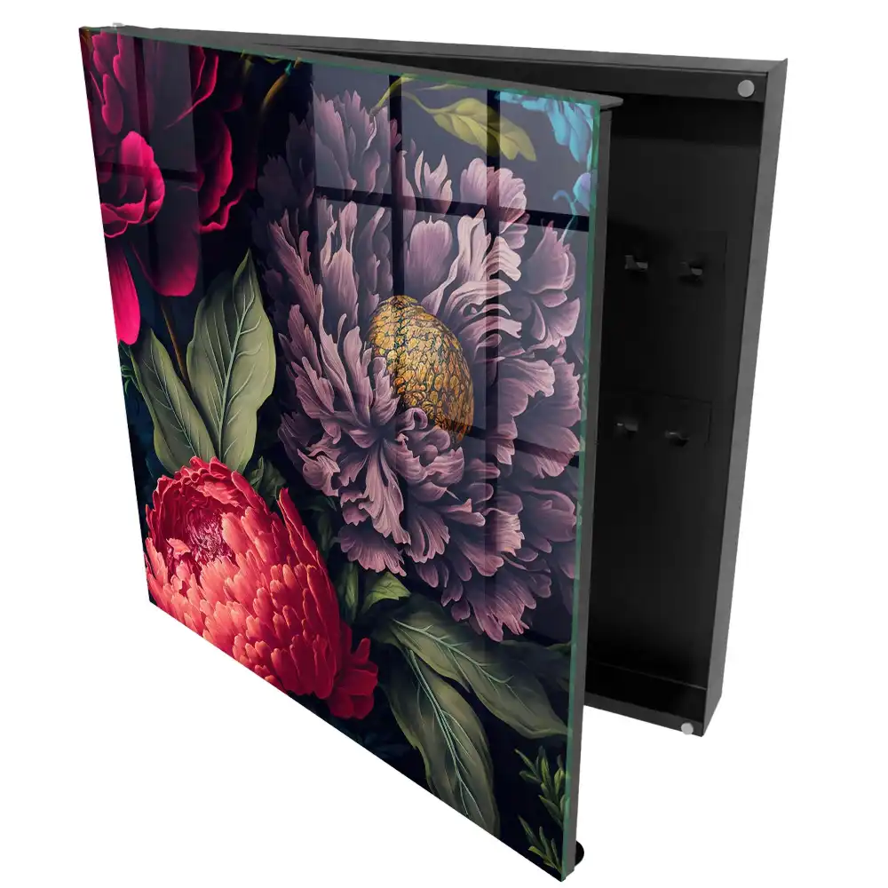 Boîte à clés des fleurs aux couleurs éclatantes et aux détails expressifs