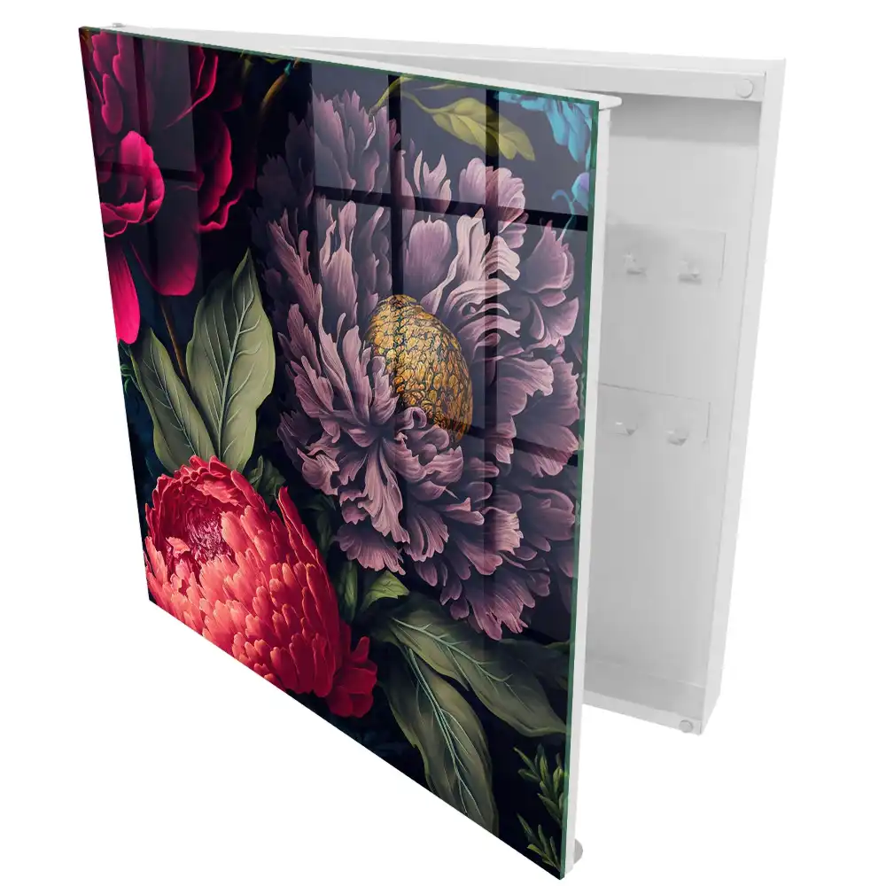 Boîte à clés des fleurs aux couleurs éclatantes et aux détails expressifs