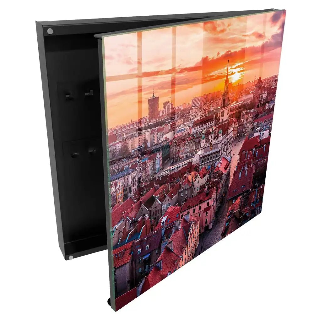 Armoire à clés un coucher de soleil chaleureux sur les toits historiques de la ville