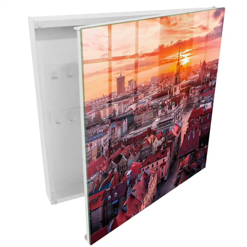 Armoire à clés un coucher de soleil chaleureux sur les toits historiques de la ville