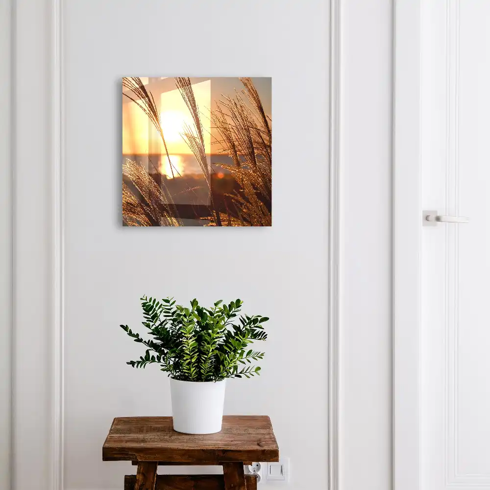 Boîte à clés murale coucher de soleil sur la mer avec des herbes