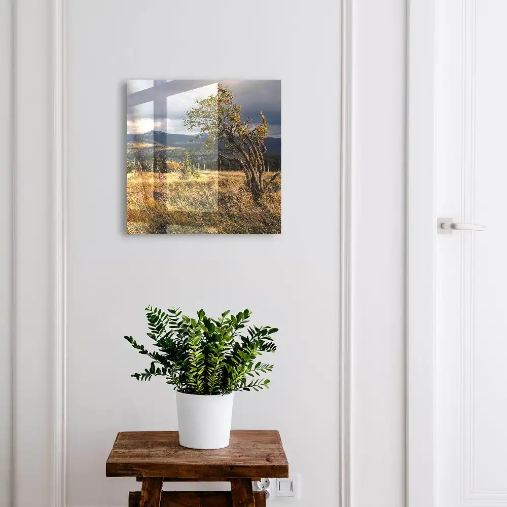 Armoire à clés paysage de montagne avec un arbre et le ciel